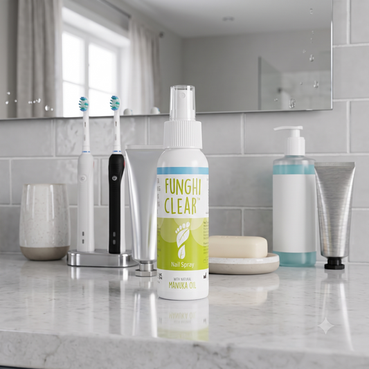 FunghiClear in a bathroom setting